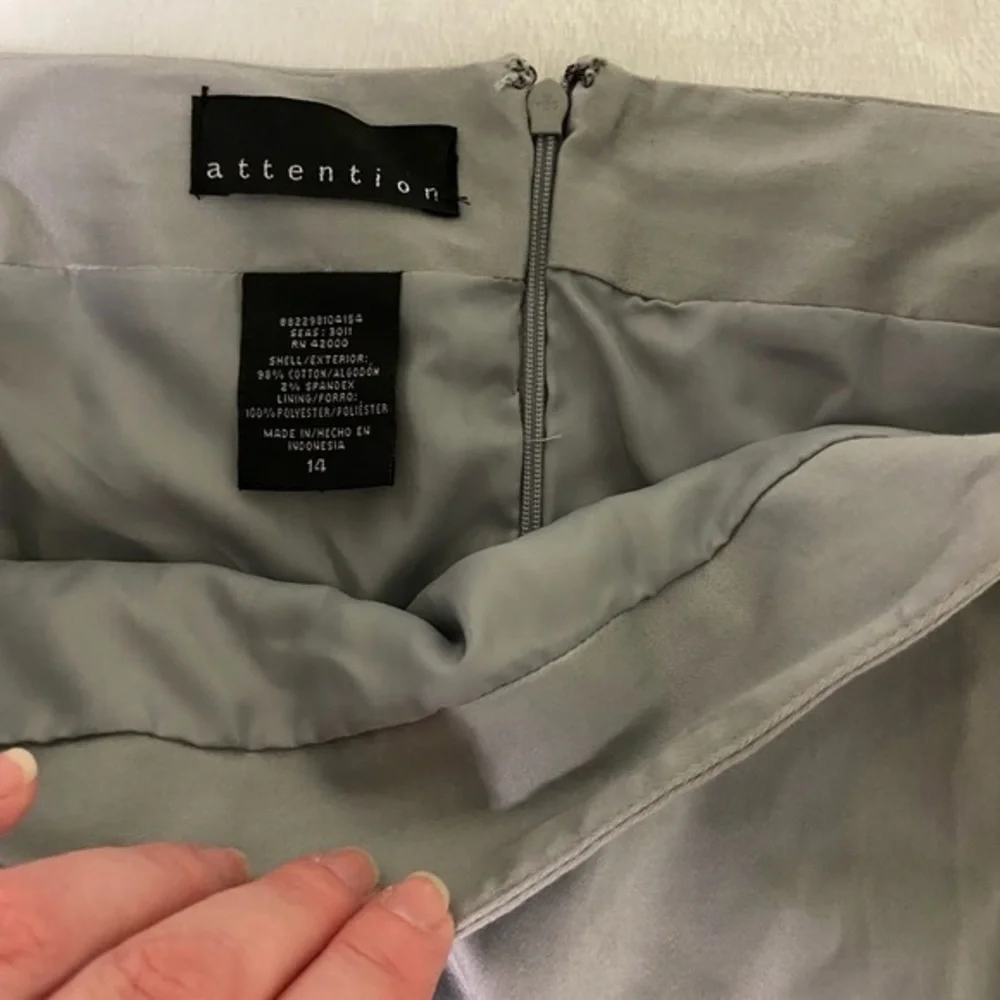 NWT Attention Gray Mini Skirt with Back Slit 14